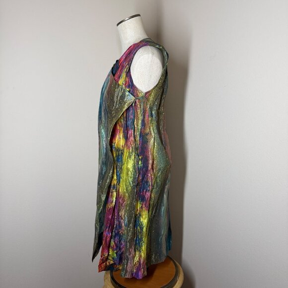 Bryn Walker Zen Taffeta Nebulosa Abstract Wrap Vest Womens Size XS Artsy Boho - Picture 6 of 12